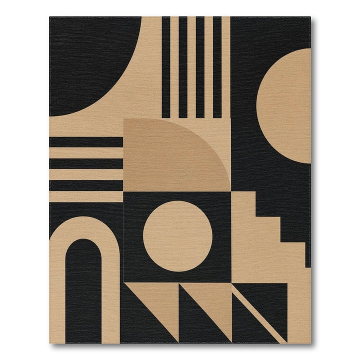 Brown and Tan Black and Tan Geometric Area Rug