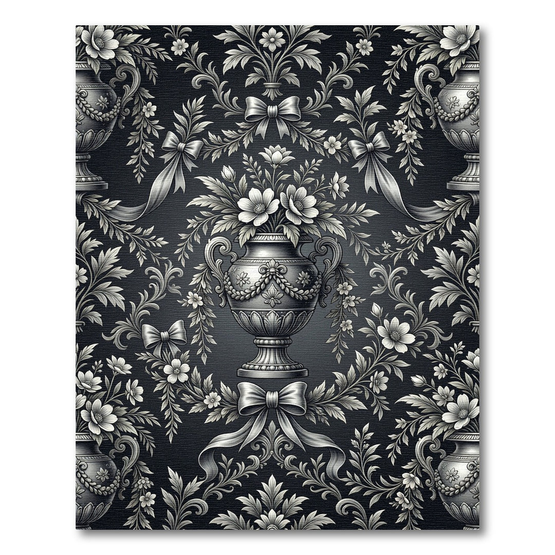 Ornate Floral Urn Ribbon Tapestry Rug