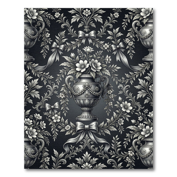 Ornate Floral Urn Ribbon Tapestry Rug