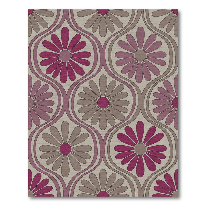 Groovy Fuchsia Daisy Oval Rug