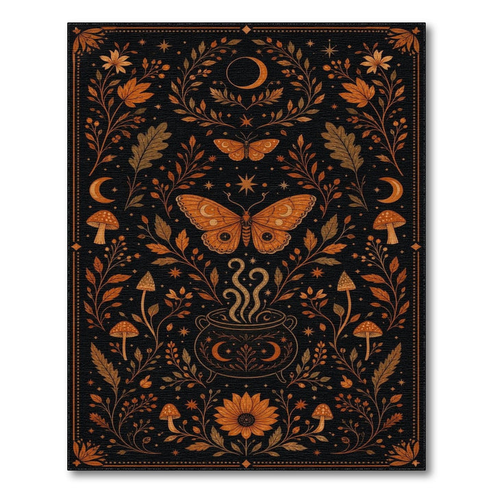 Orange Mystic Cauldron Boho Area Rug