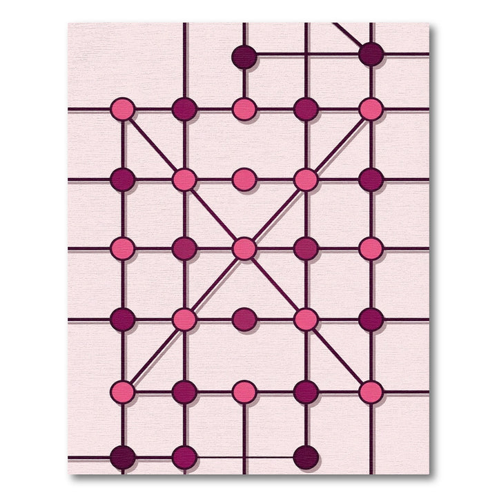 Dark Pink Geometric Network Layout Rug