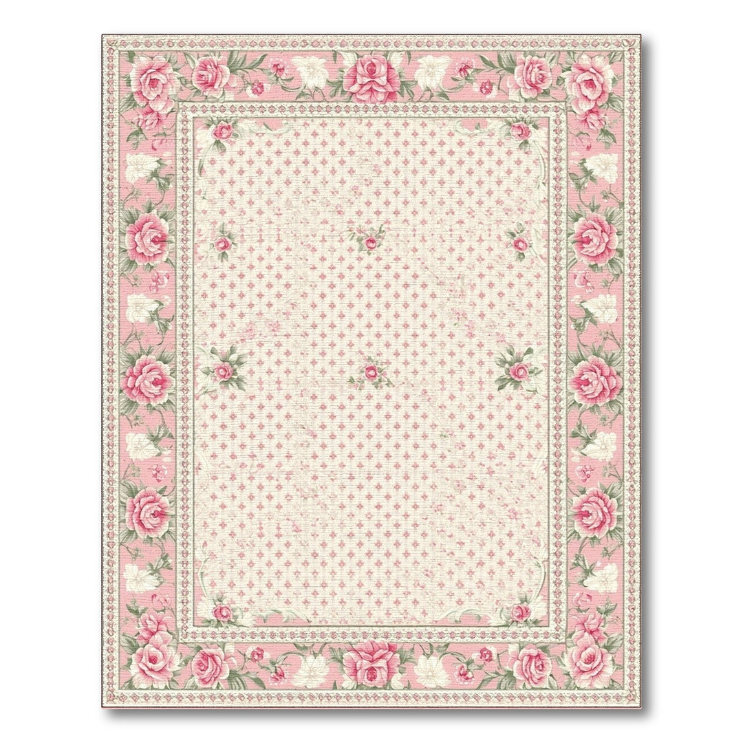 Pink Rose Floral Vintage Area Rug