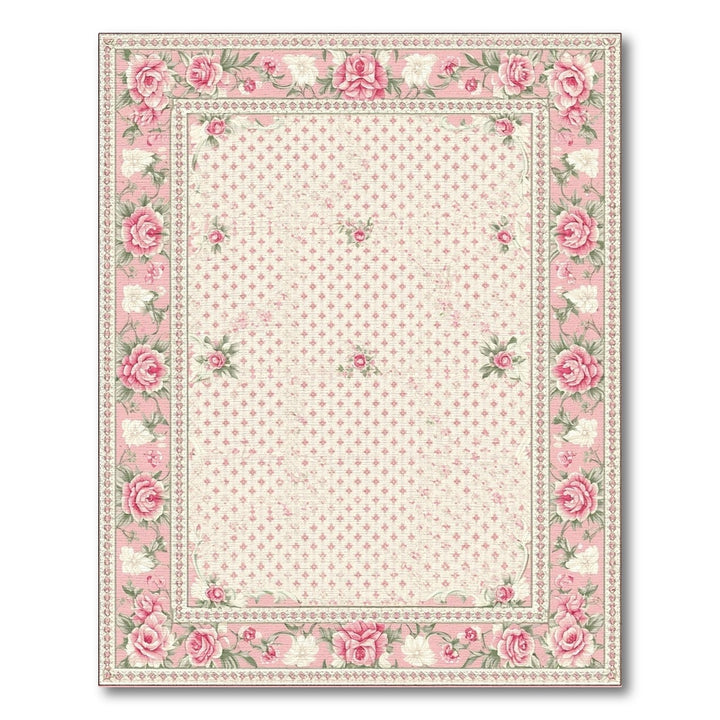Pink Rose Floral Vintage Area Rug