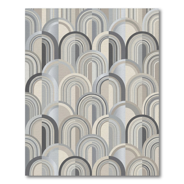 Neutral Tan Gray Art Deco Arches Rug