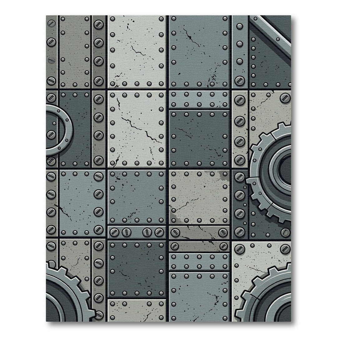 Steampunk Riveted Metal Gear Rug