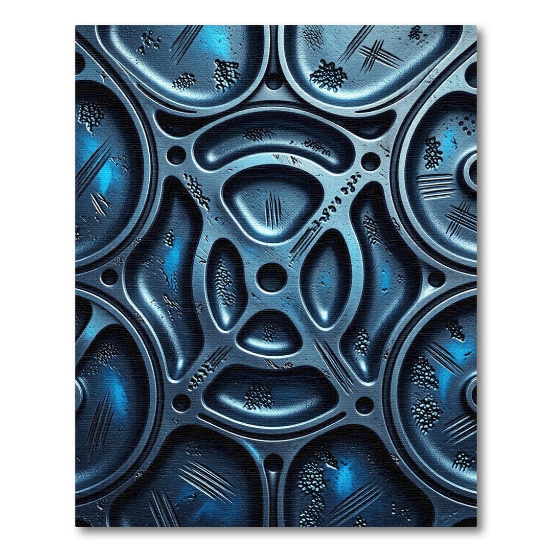 Cool Blue Metallic Interlocking Circles Rug