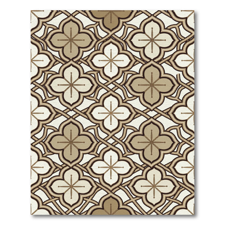 Geometric Quatrefoil Lattice Beige Rug