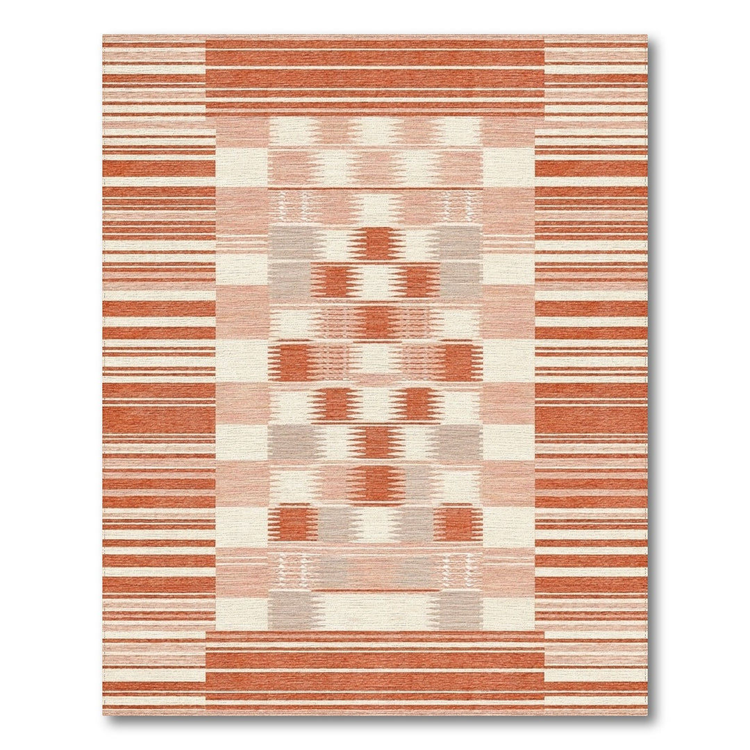 Red Southwestern Striped Area Rug