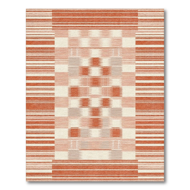 Red Southwestern Striped Area Rug