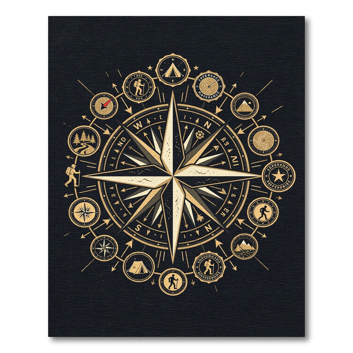 Golden Explorer Compass Adventure Rug