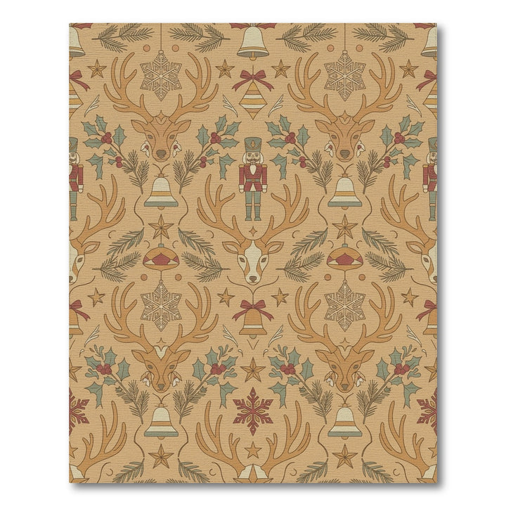 Golden Autumn Christmas Reindeer Bells Holly Rug