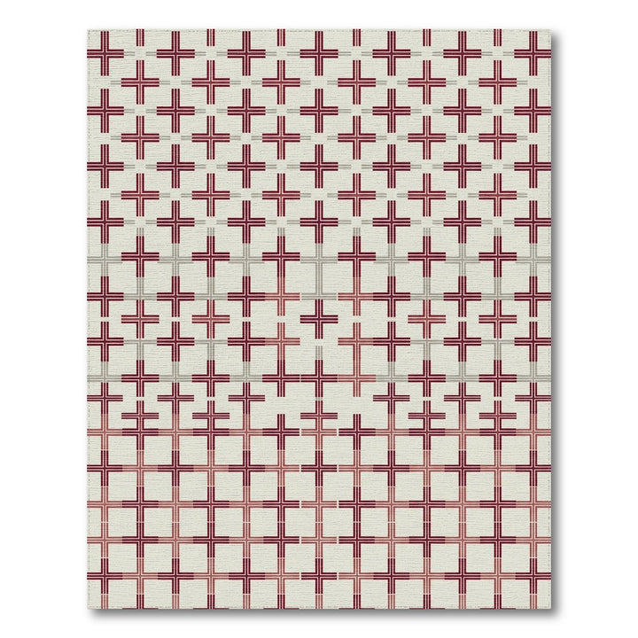 Rich Burgundy Graduated Grid Crosses Rug