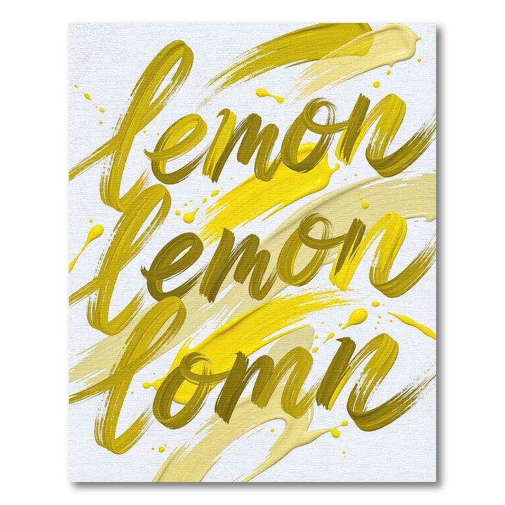 Golden Lemon Calligraphy Brush Strokes Rug