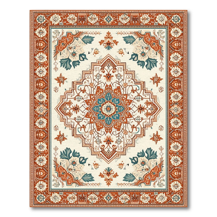 ODIKA Orange Teal Persian Area Rug