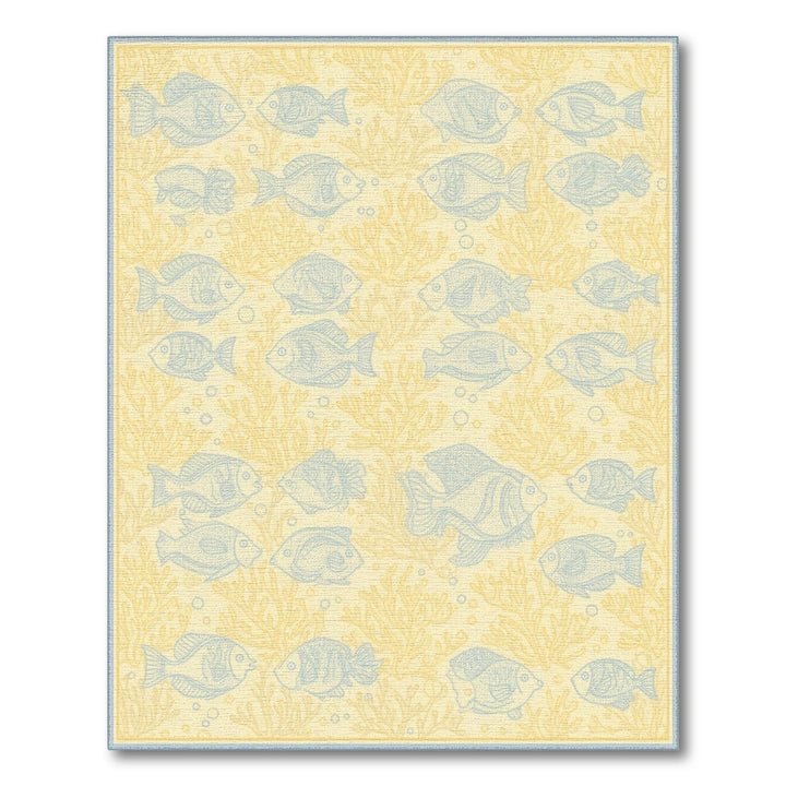Coastal Beach Blue Fish Coastal Area Rug