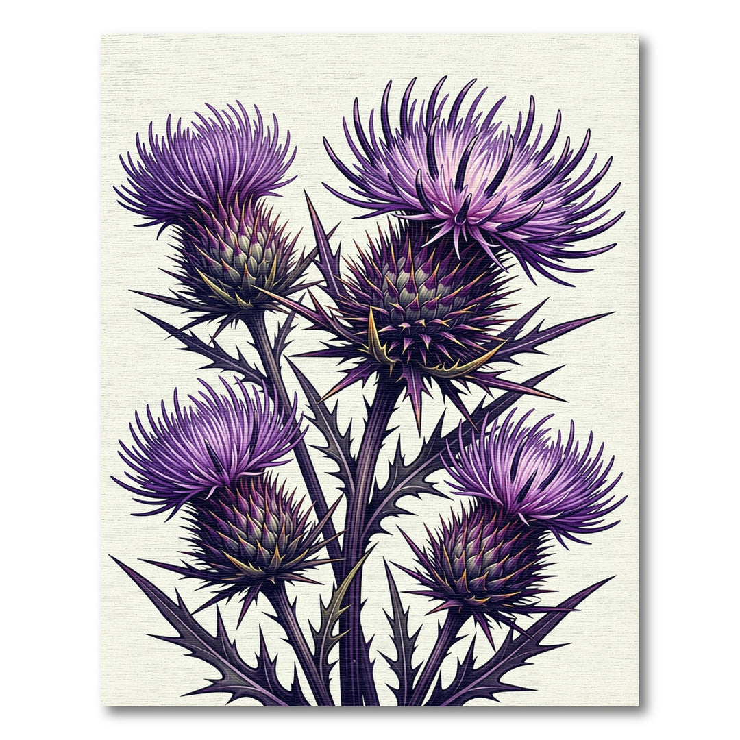 Purple Thistle Botanical Statement Area Rug