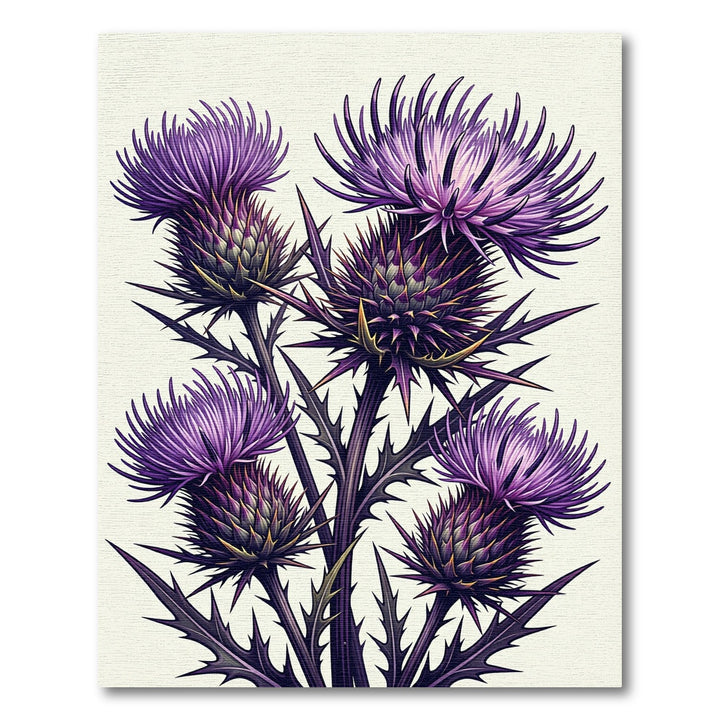 Purple Thistle Botanical Statement Area Rug