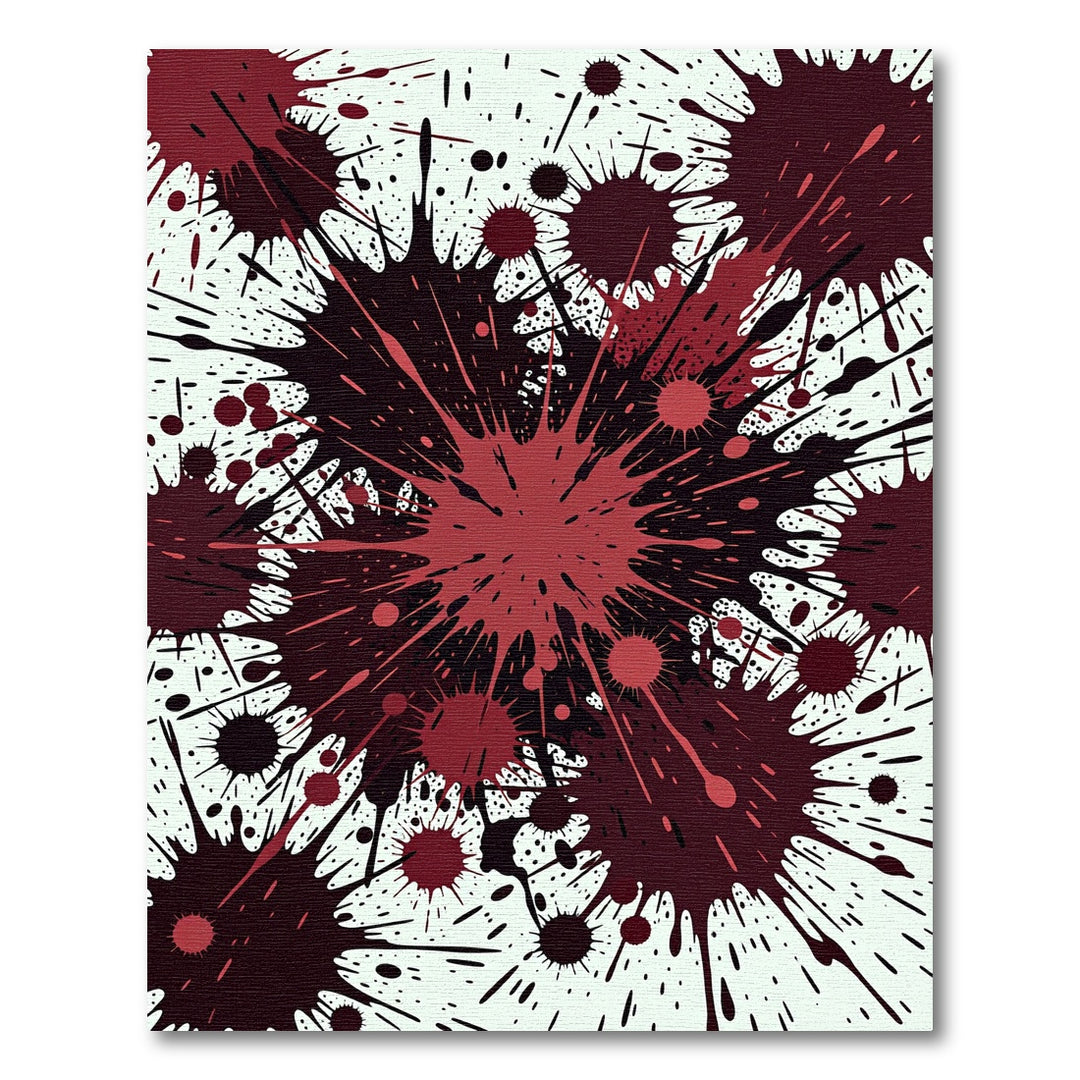 Bold Scarlet Splatter Abstract Rug