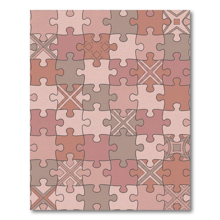 Warm Puzzle Piece Geometric Medallion Rug