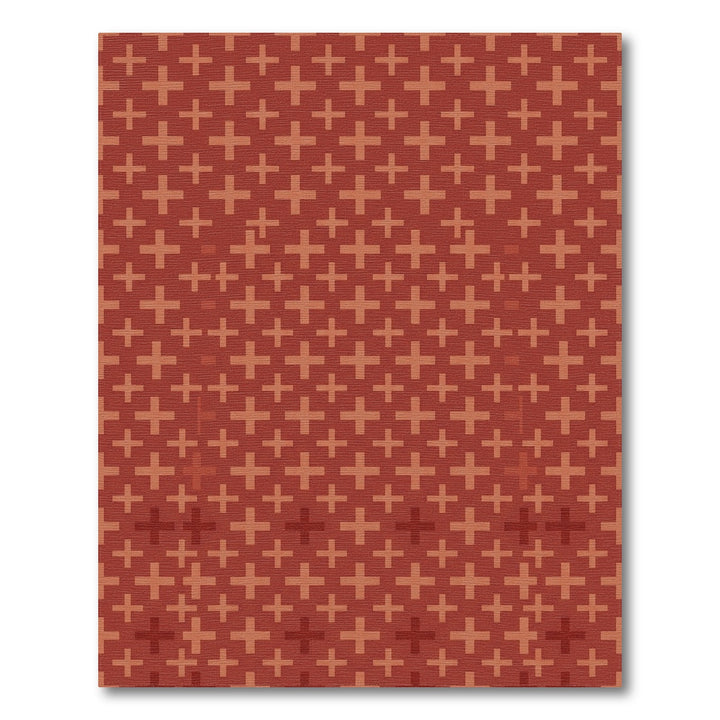 Terracotta Red Plus Sign Geometric Rug