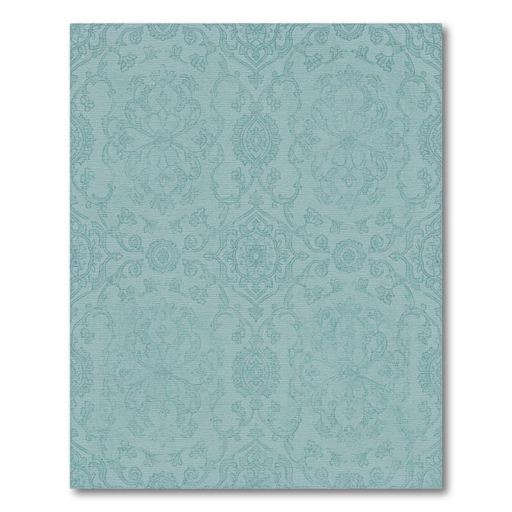 Aquatic Light Blue Damask Medallion Rug