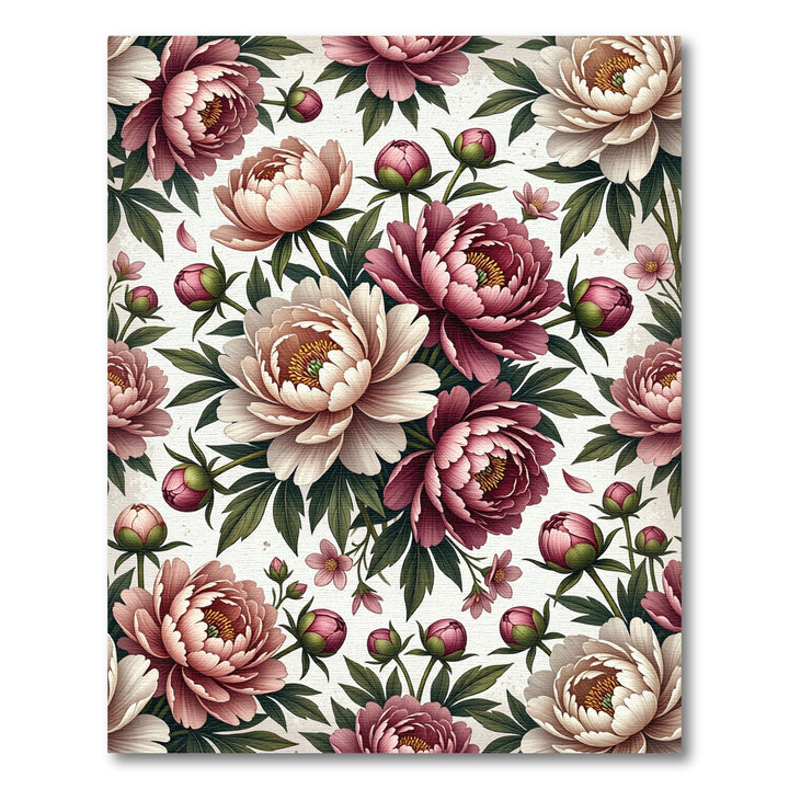 Elegant Pink and White Peony Blooms Rug