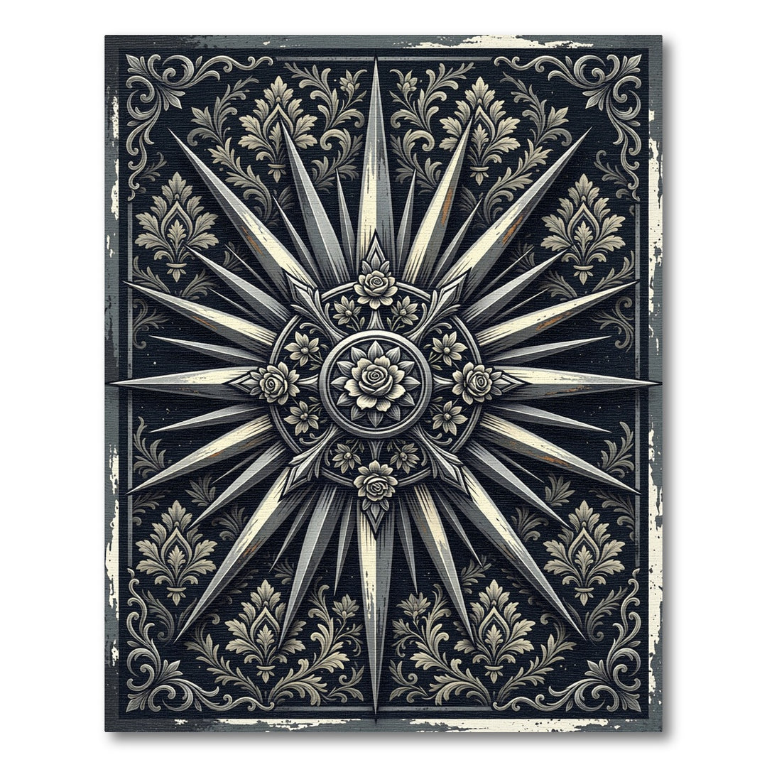 Ornate Sunburst Floral Medallion Rug