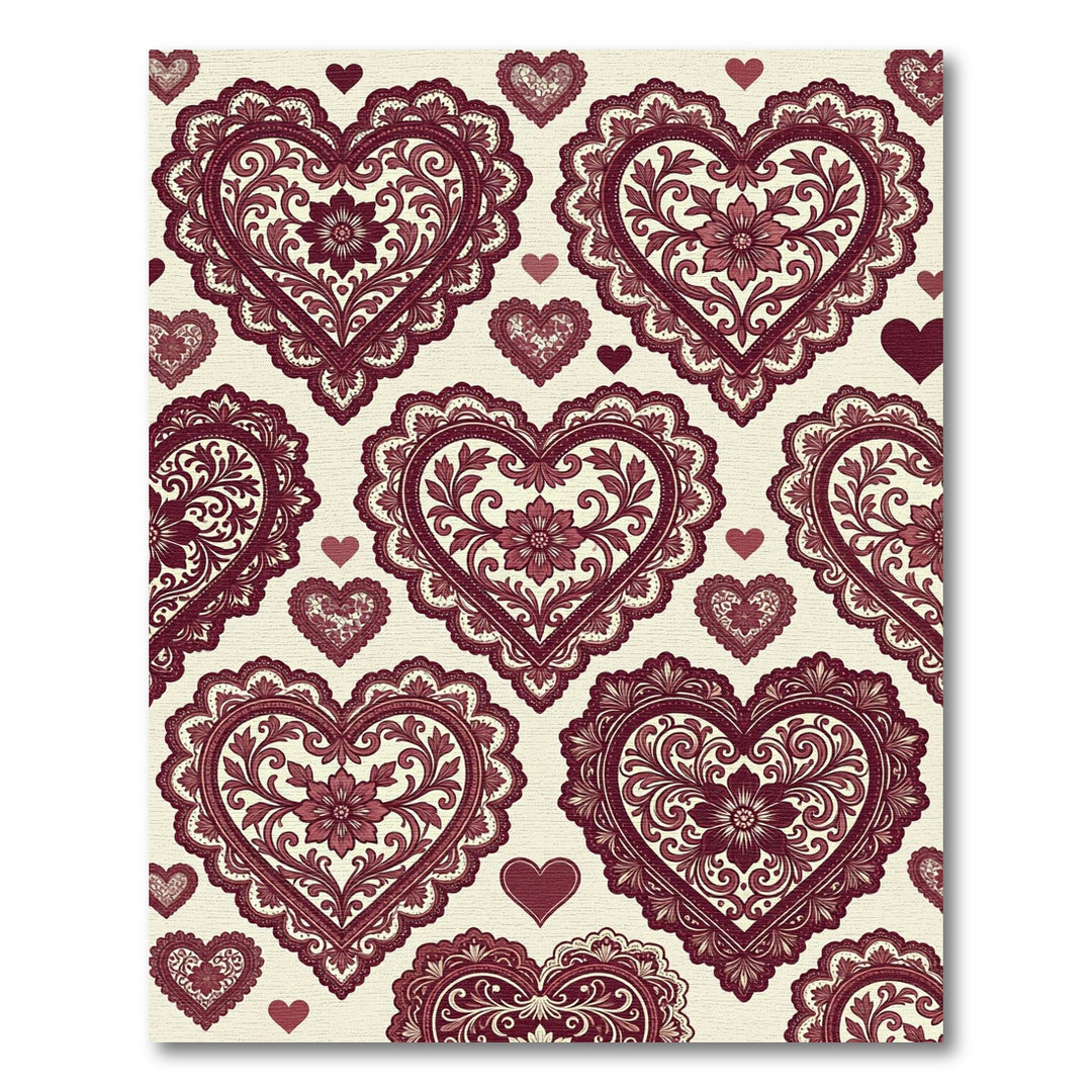 Victorian Crimson Heart Lace Rug