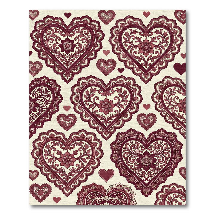 Victorian Crimson Heart Lace Rug