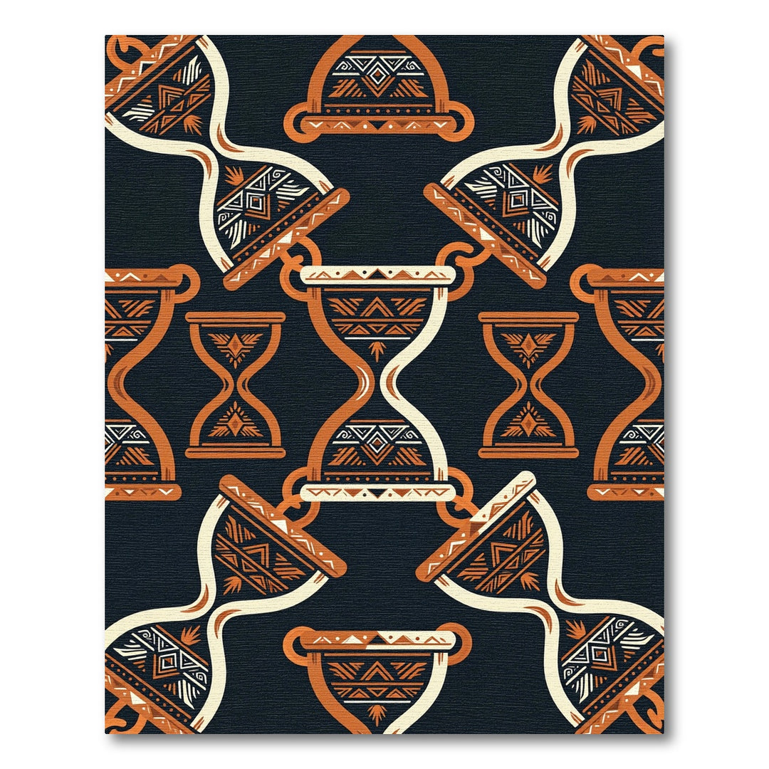 Orange Tribal Hourglass Pattern Rug