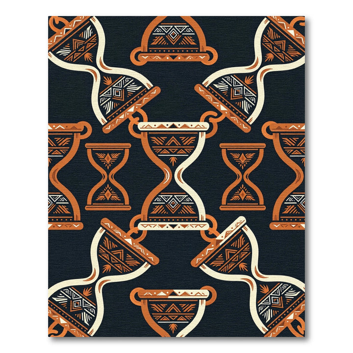 Orange Tribal Hourglass Pattern Rug