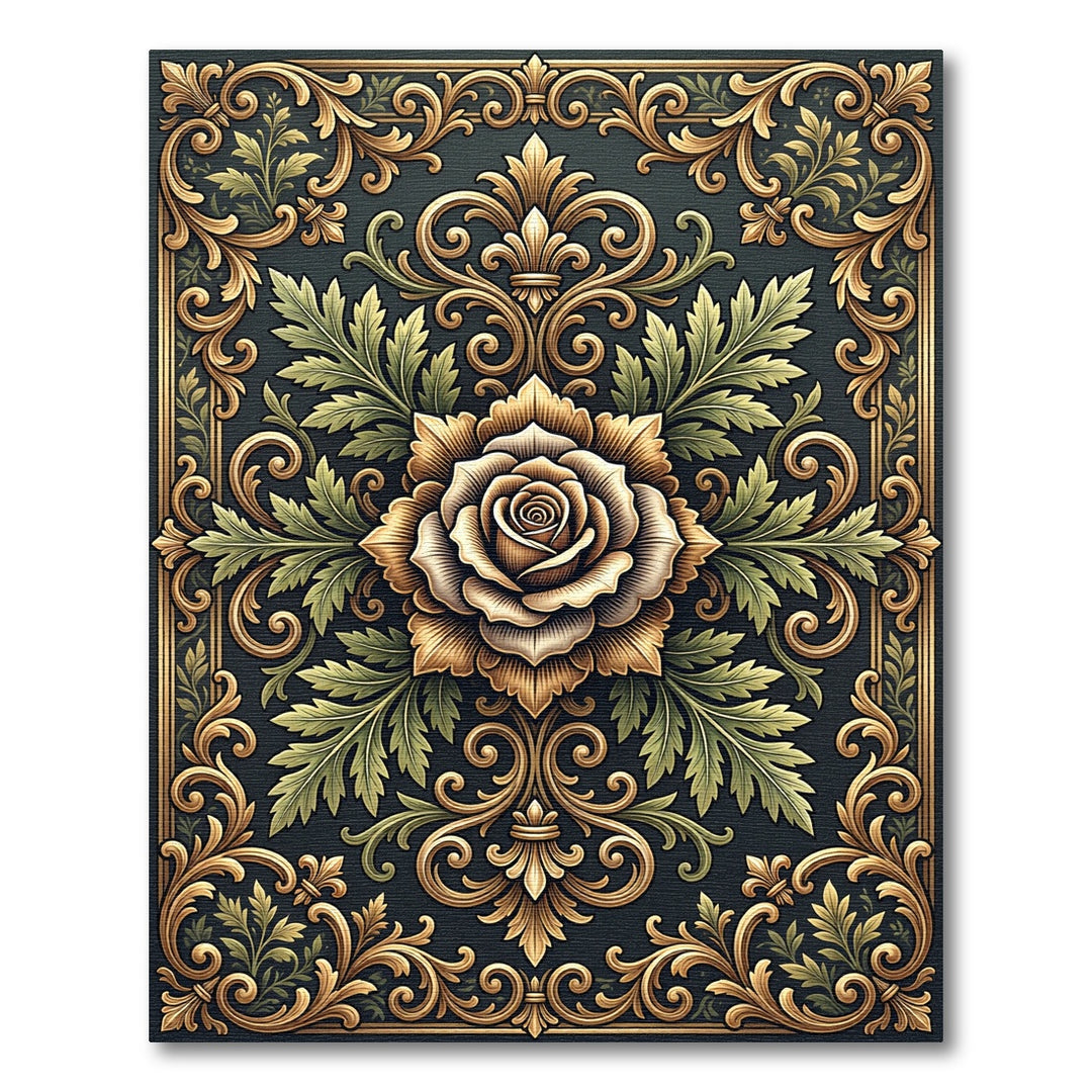 Ornate Gold Rose Garden Rug
