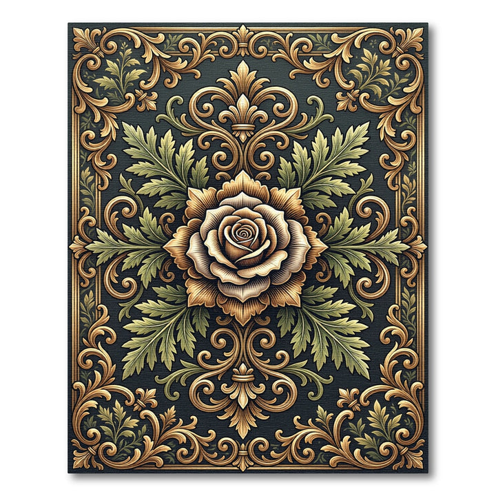 Ornate Gold Rose Garden Rug