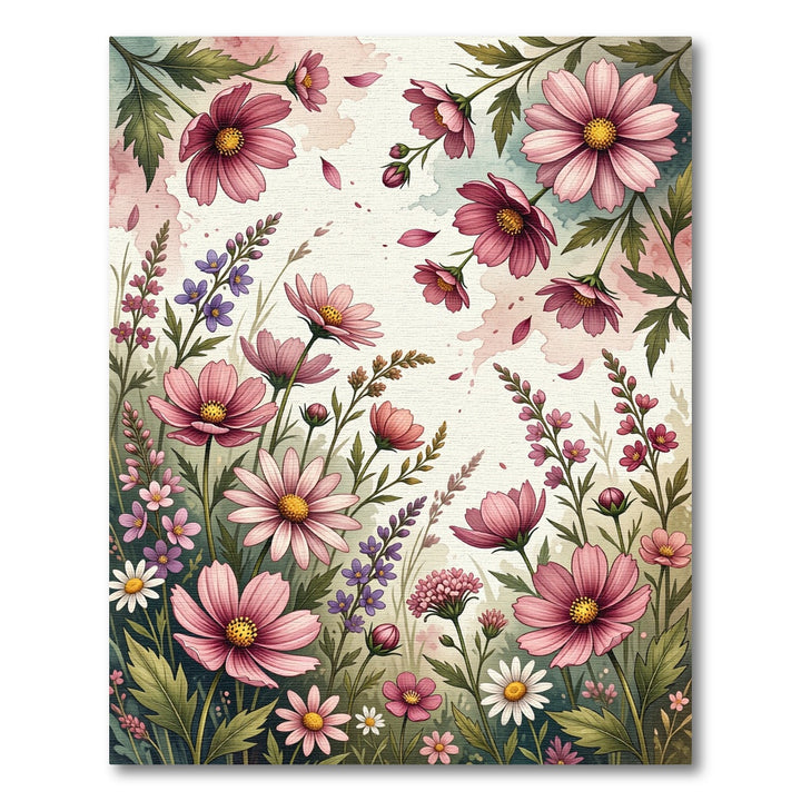 Vibrant Pink Cosmos Flower Garden Rug