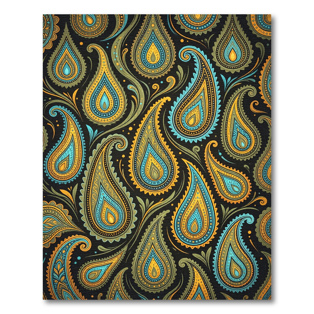 Paisley Teal Gold Black Medallion Rug