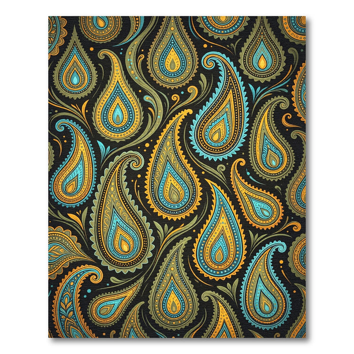 Paisley Teal Gold Black Medallion Rug