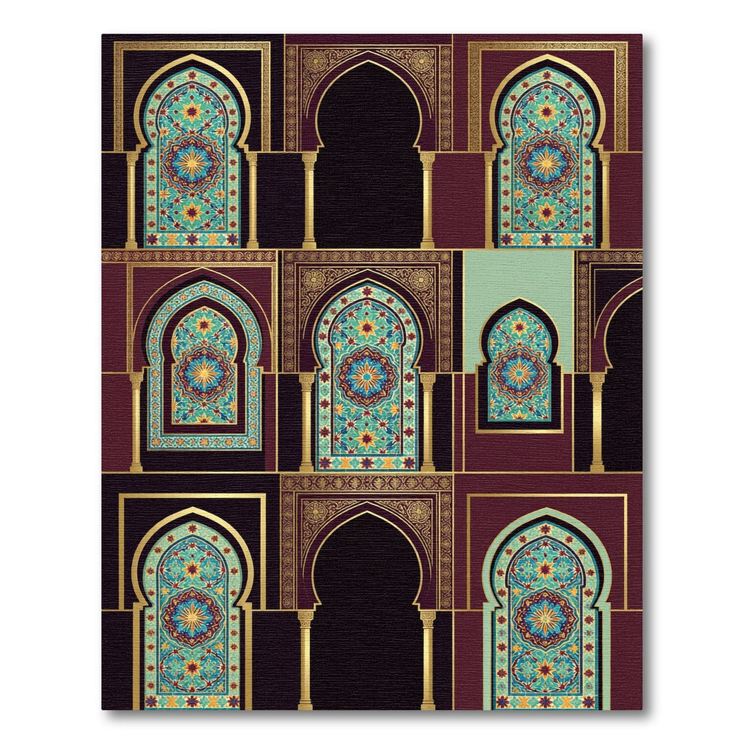 Moroccan Courtyard Ceramic Arch Mosaic Rug