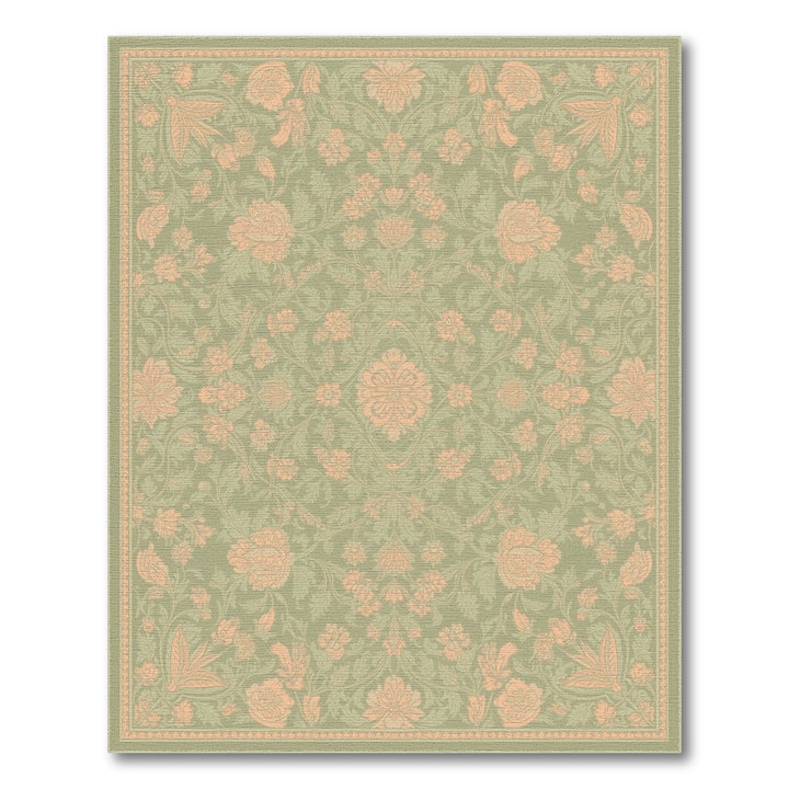 Sage Green Floral Vintage Area Rug