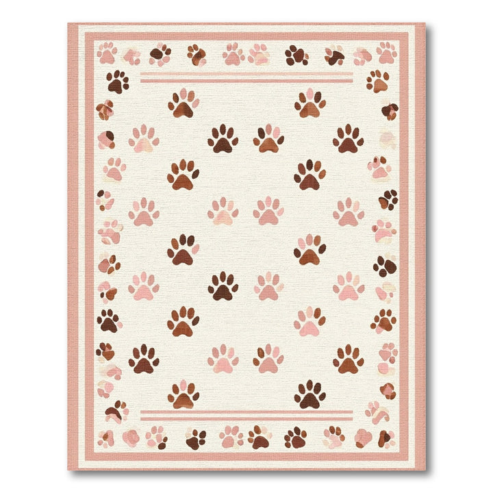 Kids Cartoon Pink Paw Print Kids Area Rug