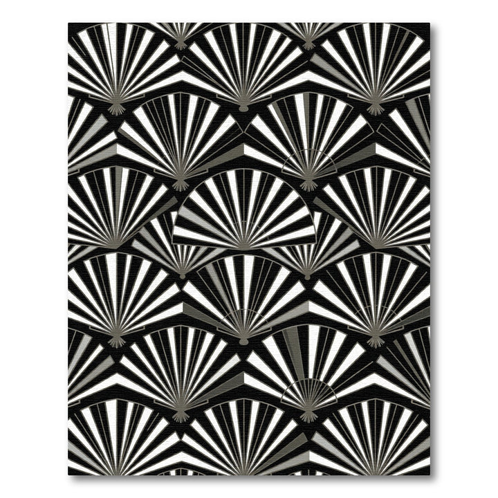 Black White Gray Fan Radiance Rug