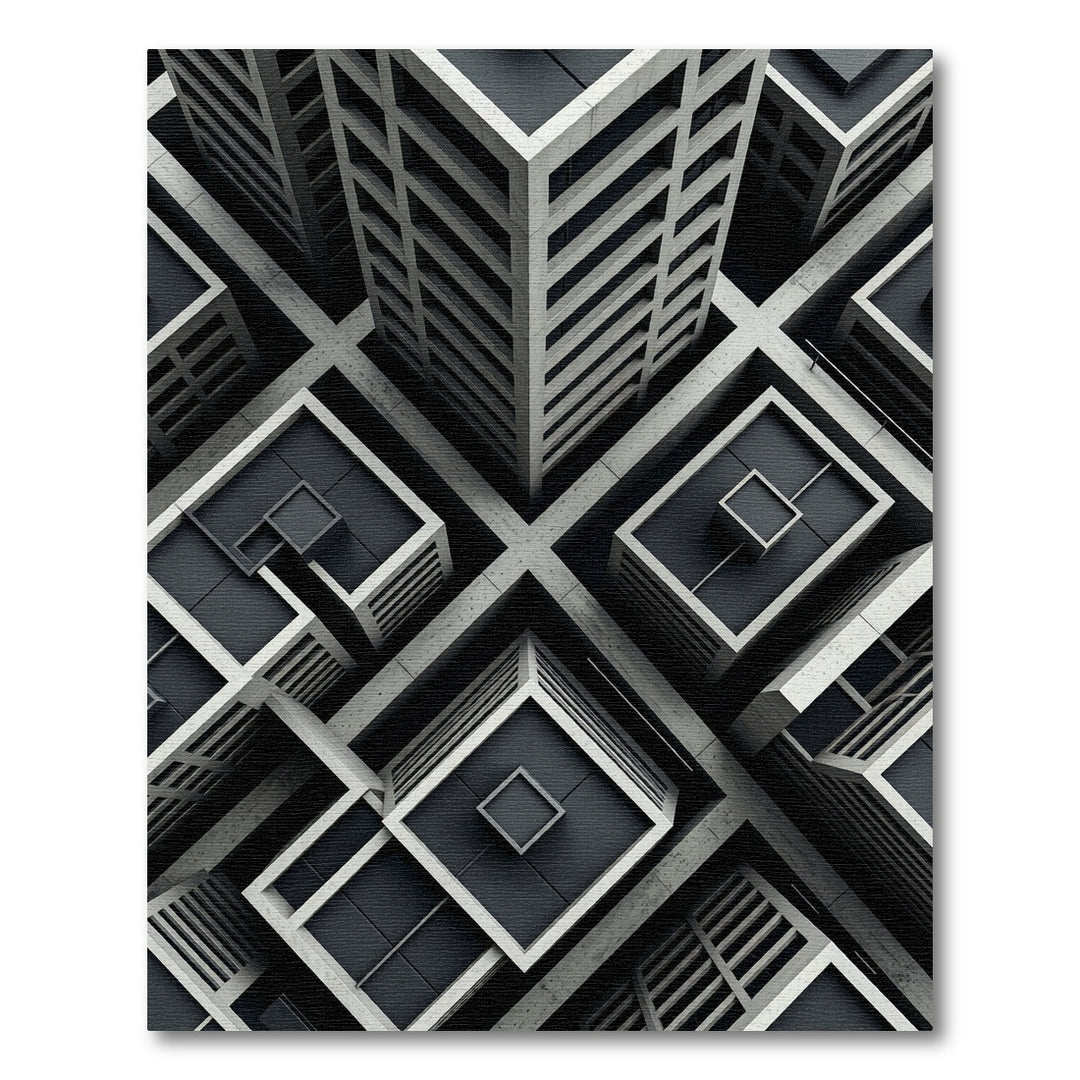 Monochromatic Brutalist Concrete Architecture Rug