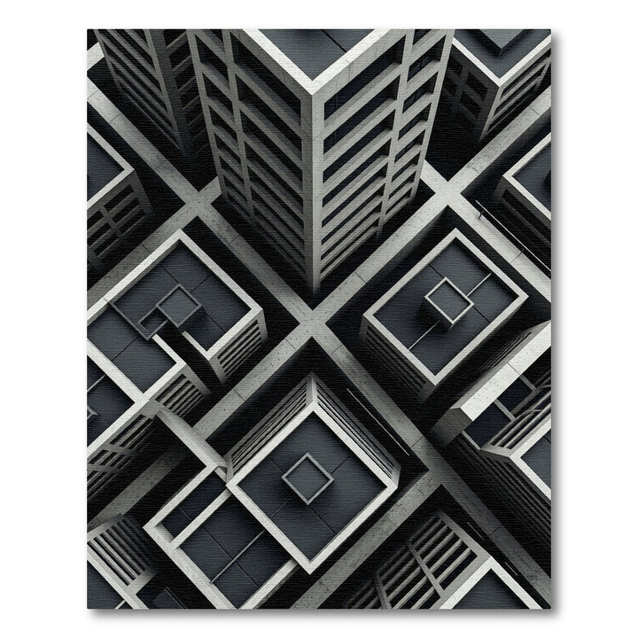 Monochromatic Brutalist Concrete Architecture Rug