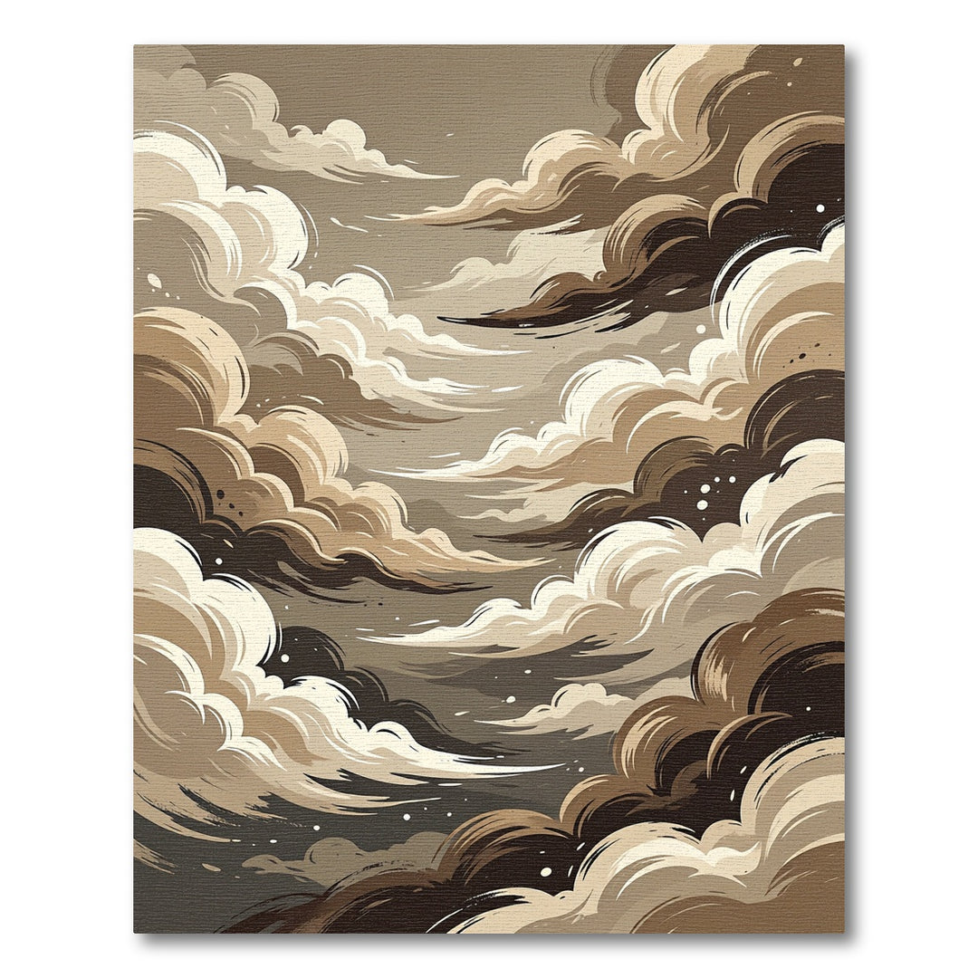 Earthy Clouds Swirling Abstract Rug