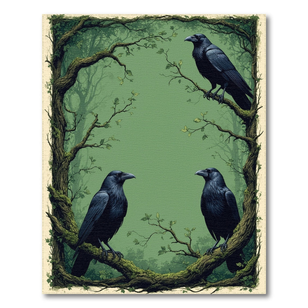 Raven Trio Green Forest Area Rug