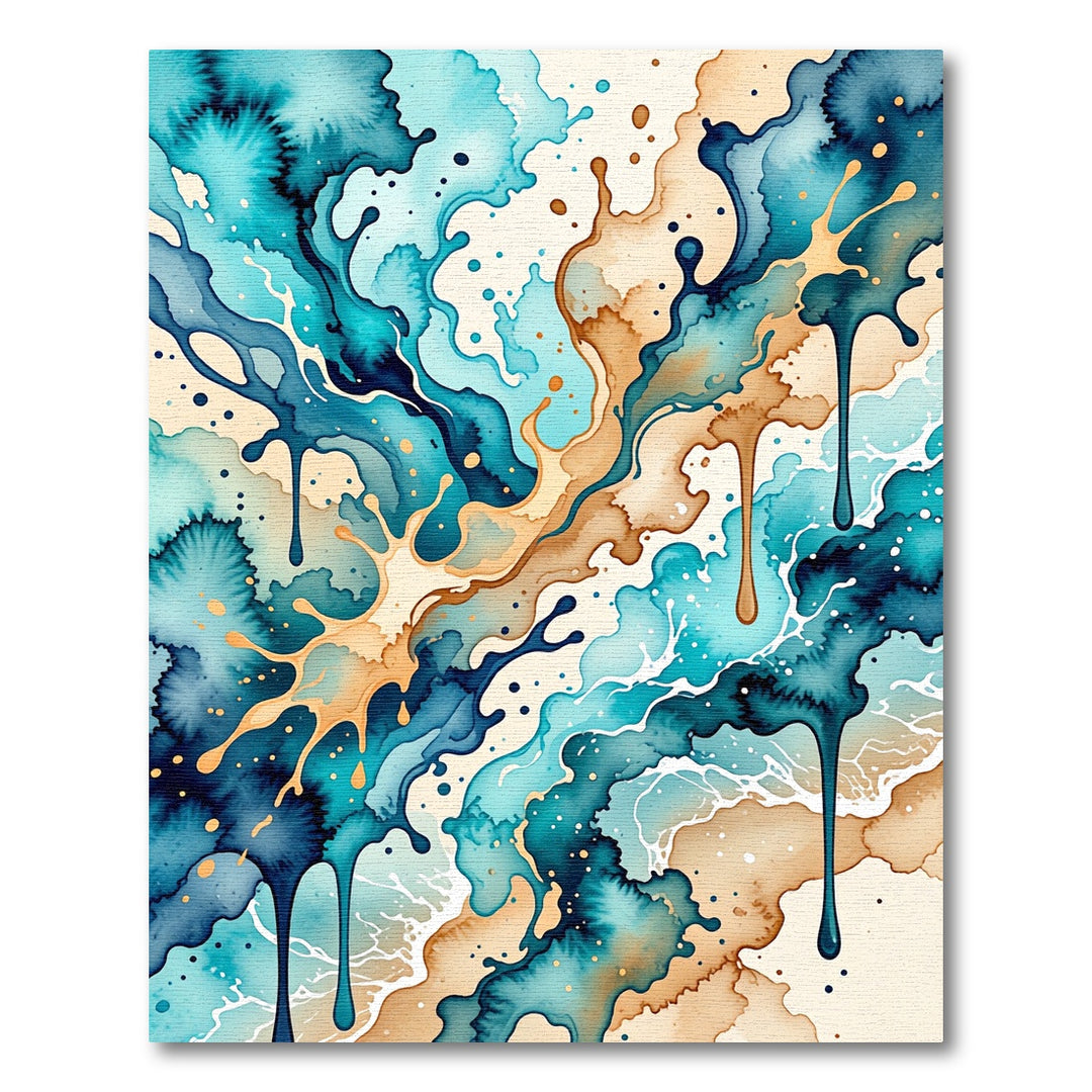 Ocean Splash Watercolor Abstract Rug