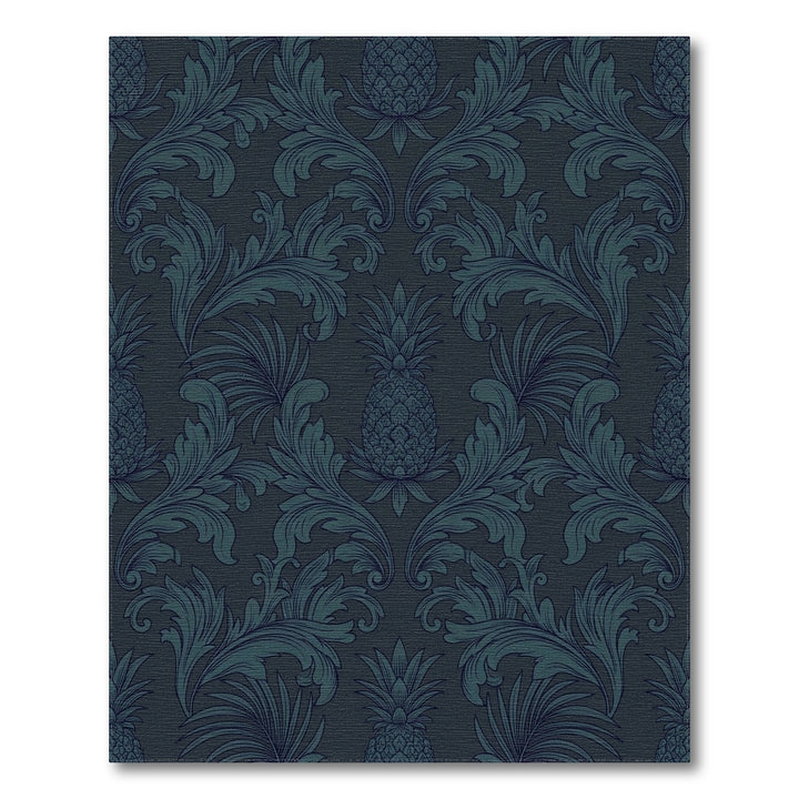 Dark Teal Pineapple Damask Rug