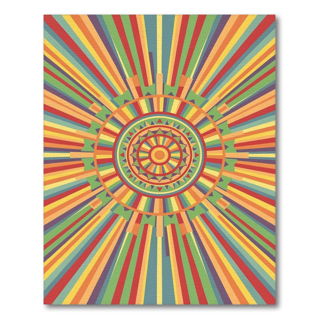 Vibrant Multi-Color Geometric Sunburst Area Rug