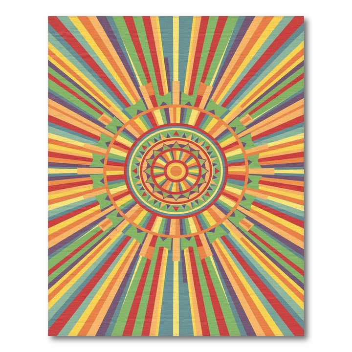 Vibrant Multi-Color Geometric Sunburst Area Rug