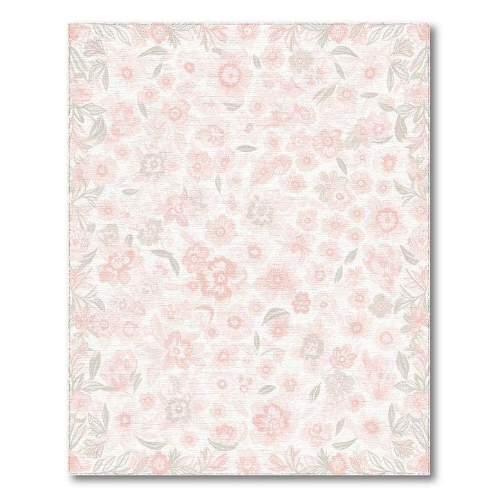 Blush Pink Floral Vintage Washable Rug